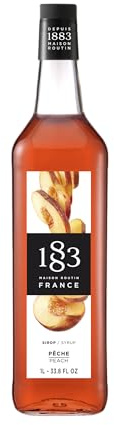 1883 Maison Routin Premium Peach Syrup, 1 Litre Glass Bottle | Flavoured Syrup, For Coffee, Tea, Cocktails, Iced Drinks & Desserts, Made with Pure Cane Sugar, No Artificial Colours, Vegan