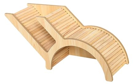 ＡＷＨＡＯ Hamster Haus aus Holz Klein, Hamster Versteck Kauspielzeug, Holz Kletterspielzeug Hamstertunnel Wippe, Verstecknest für Kleintiere, Gehegedeko & Trainingsspielzeug, 31,6x10,5x14,5cm, Stil b