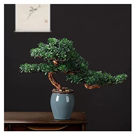 Artificial Bonsai Tree Small Artificial Bonsai Tree Desk Decor Fake Plants Bonsai Tree Faux Japanese Pine Bonsai with Ceramic Pot Artificial Living Room Decoration Accessories Fake Bonsai Tree (Color