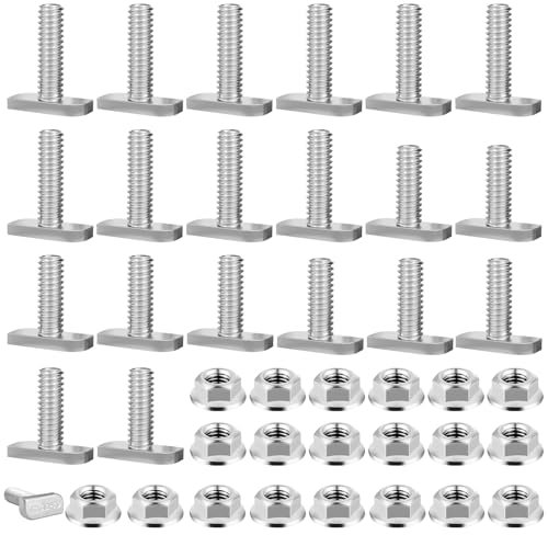 CiShow Set di 20 viti a testa martello, M8 x 20/M8 x 25 mm, con dado a T, viti per serra con dado flangiato, vite a testa di martello con dadi di bloccaggio per guide di montaggio solare PV
