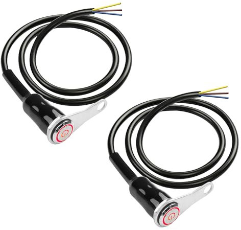 MEIRIYFA Interruttore a LED per moto, 12 V, universale, interruttore per manubrio di moto, sostituzione a LED, pulsante di modifica della staffa di controllo, confezione da 2, luce rossa