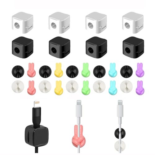 28 Pezzi Magnetico Cavo Clips Multiuso Set, Antiscivolo Organizer da Scrivania con Filo per Pollice, Portacavo Magnetica Cable Management Autoadesivo, Tre Tipi Supporto Organizzatore di Cavi Scrivania