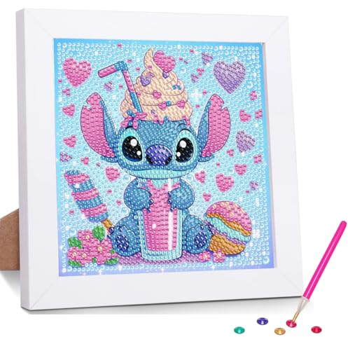 ZephyrHome 5D Diamond Painting Kinder mit rahmen, DIY stitch Diamond Painting Set,Malen Nach Zahlen Diamant Painting Mädchen Erwachsene,Bilder Arts Craft für Home Wand Decor Cartoon Mosaikherstellung