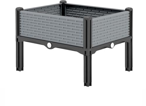 Carré Potager sur Pied en Matériau PP, Jardinière Haute Surélevée for Exterieur, Terrasse, Balcon (Profondeur Intérieure 15cm)