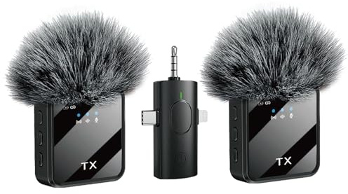 Micrófono inalámbrico 3 en 1 para iPhone, Android, micrófono Lavalier inalámbrico con cancelación de ruido, micrófono de solapa para entrevista, video, podcast
