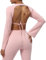 SEAUR Gym Top Damen Rückenfrei Langarm Oberteil Gepolstert Sport Yoga Langarmshirt Bauchfrei Crop Top Ausgestellte Ärmel Rundhals Sportshirt Weich - M