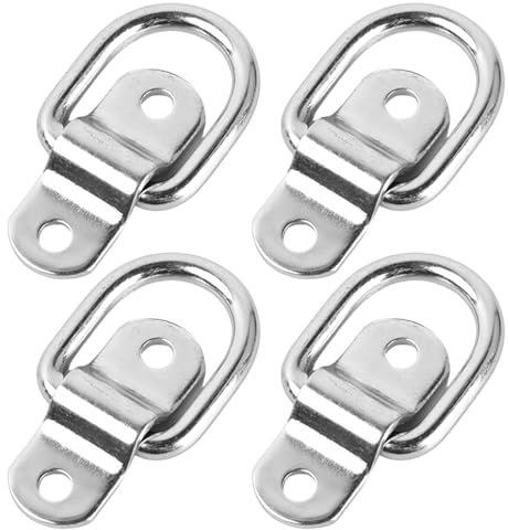 4 Pezzi D Anelli di Fissaggio, D Anello di Ancoraggio con 8 Viti e Staffa, Anello di Ancoraggio in Acciaio Inossidabile, per Rimorchi Furgoni Barca Camion Fuori Strada
