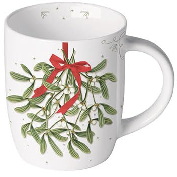 Ambiente Tasse à thé, à café, tasse à anse - 0,2 l - Gui de gui - Avent, Noël, porcelaine fine