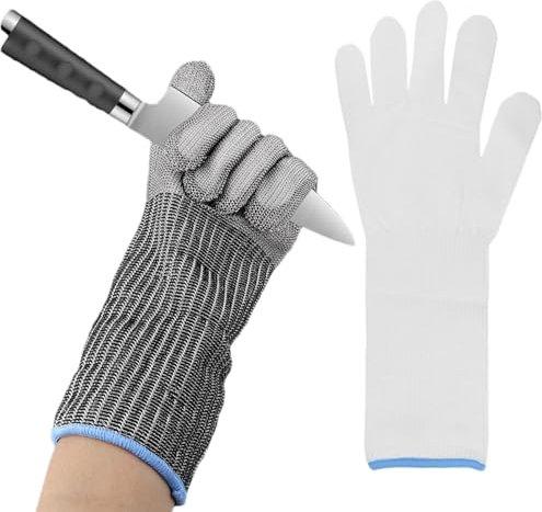 Kitchen Safety Accessories | Non-Slip Cooking Gloves | Food Prep Protection Gloves, Multi-Purpose Cut-Resistant Gloves, Cooking Safety Equipment, Stainless Steel Kitchen Gloves