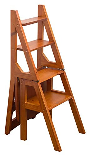 SIAMZYWV Sedia Pieghevole con scaletta, Sgabello Pieghevole in Legno, libreria, Sedia Multifunzione con scaletta per Cucina/Ufficio/Biblioteca - capacità 200 kg
