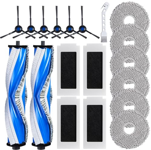 19 Pezzi Accessori per ECOVACS T30 PRO Omni/T30 Omni Robot Aspirapolvere | T30S Pro Kit di Ricambio con 2 Spazzole Principali, 4 Filtri, 6 Spazzole Laterali, 6 Panni Pulizia, 1 Spazzola di Pulizia