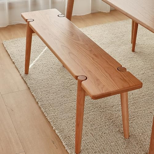 Tavolo da pranzo in legno massello, panca per cucina, portico, scarpiera multifunzione, sgabello da ingresso con seduta lunga in legno di ciliegio, mobili in stile fattoria (115 cm)