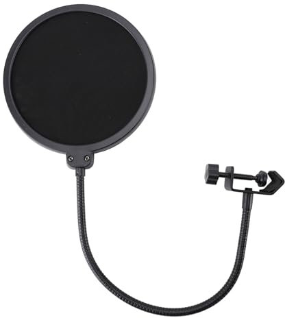 Mic Pop Filter, Dual Layered Wind Pop Screen with 360¡ã Gooseneck Clip Stabilizing Arm Microphone Filter for Recording Singing Broadcast