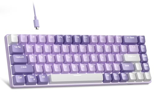 MageGee Portable 60% Mechanical Gaming Keyboard, MK-Box LED White Backlit Compact 68 Keys Mini Wired Office Keyboard with Red Switch for Windows Laptop PC Mac - Violets