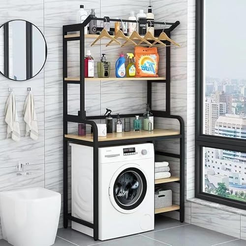 Armario De Lavadora De Tambor,Estantería Lavadora,Encima Del Estante De La Lavadora,Mueble Para Lavadora,Para Baño, Cocina, Balcón, Lavandería(Black)