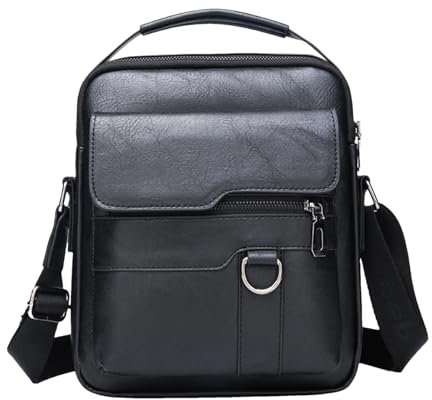Men's Sling Bag | PU Leather Adjustable Strap Chest Pack - High Capacity Lightweight Daypack Purse For Casual Work