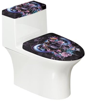 JUDENTIDOS Herz Pferd Floral Toilettendeckel Abdeckung und WC Tank Abdeckung Ersatz Badezimmer Zubehör Toilettendeckel Staubschutz