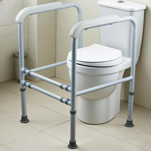 Gr8 Home Mobility Free Standing Adjustable Toilet Frame Support Safety Grab Handle Rail Bar for Disabled Elderly Aid