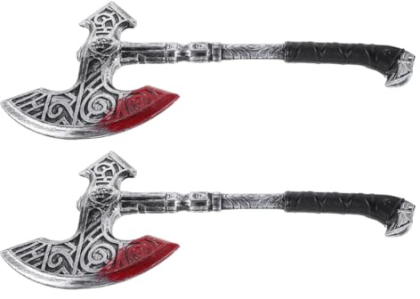 Besportble 2 Hachas Vikingas De PláStico para Disfraz Accesorios Medievales para Fiesta De Halloween Y Cosplay rol Juegos De ImitacióN