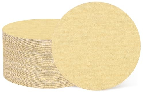 QUARKZMAN 50 Pcs 75 mm 3 Pouces Disque de Ponçage 180 Grain Papier de Verre à Crochet et Boucle Pads pour Ponceuse Orbitale Aléatoire pour Travail du Bois Automobile Métal, Or