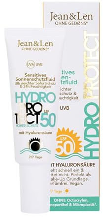 Jean & Len Sensitiv Sonnenschutzfluid LSF 50, vegan, 50 ml | Leicht & schnell einziehend, für sensible Haut, Sonnenpflege Gesicht, ohne Octocrylen & Duftstoffe