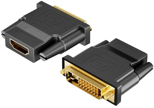 Ticenpe Adaptateur DVI vers HDMI 2Pack Bidirectionnel Convertisseur HDMI Femelle vers DVI-D Mâle Plaqué Or 1920x1200 1080P pour PC, Ordinateur Portable, Projecteur, Écran, Consoles de Jeux