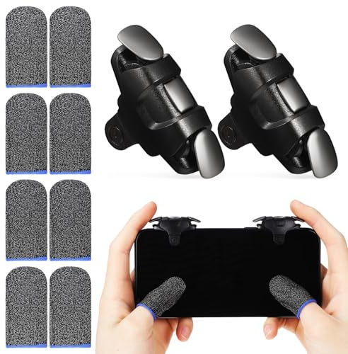 HONMEET Game Trigger mit Chicken King Generation und Silberfaser fingerhandschuhe Elastische Kratzfeste Touchscreen controller für Mobiles Gaming Präzise Steuerung und Zufällige Farbe