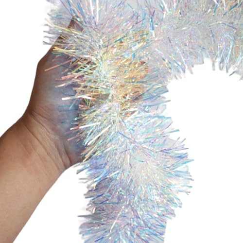 Odot Lametta Girlande Weihnachten, Weihnachtsbaum Ornamente Metallisch Glänzend Hängende Dekoration, Tannengirlande für Weihnachtsdekoration Weihnachtsdeko für Hochzeitsfeier (Regenbogen,10 Stück)