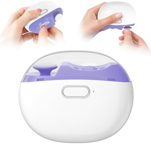 Coupe Ongle Electrique, 3 en 1 Lime a Ongle Electrique Automatique à 2 Vitesses, Coupe Ongles avec Polissage Lumière LED et Rangement, Faible bruit, Pour Bébés, Adultes, Personnes Âgées - Violet