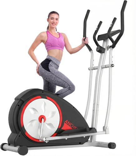 ANCHEER Elliptical Exercise Machine, Elliptical Trainer for Home Gym, Exercise Equipment 500Lbs Max Weight, Ultra-Silent Elliptical Machine, with Pulse Rate Grips & Smooth Resistance Levels