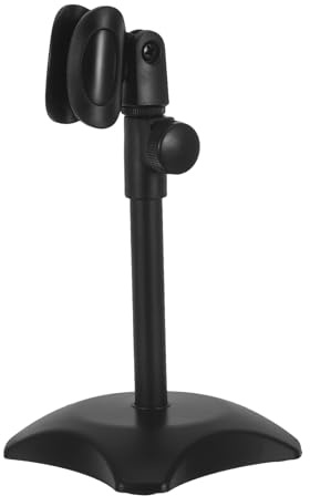 FUNOMOCYA Soporte de Micrófono Ajustable con Base Redonda para Cantar en Reuniones y Escritorio Negro 100% de Hierro y Abs