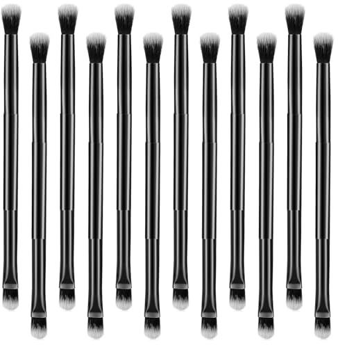 12 Pcs Eyeliner Smudge Brush 2 in 1 Double Ended Eyeshadow Brushes Concealer Eye Liner Smudger Tool Smudge Brush for Eyeliner Makeup Applicators Set