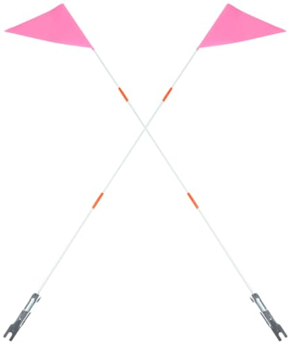 KONTONTY 2Pcs Bicycle Safety Flag with Solid Fiberglass Poles, Pink Cycling Flags for Bike Trailers, Bike Accessories for Visibility and Outdoor Riding Safety
