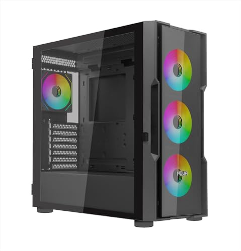 Noua Smash SK100, Case PC Gaming ARGB Mid-Tower E-ATX, 4 Ventole PWM ARGB 120 mm, Supporta Radiatori da 360 mm, Pannello Frontale e Pannello Laterale in Vetro Temperato, Nero