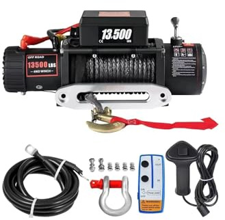 TILIEINE Paranco Elettrico Verricello Elettrico 12V 13500LBS, verricello per Camion/ATV con Corda Sintetica e Telecomando Wireless, per rimorchio Fuoristrada 4X4 Argani elettrici