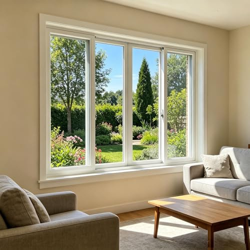 CTSSWMWY Finestra del seminterrato con telaio in vinile da 7,6 cm e vetro temperato a pannello singolo, finestra scorrevole orizzontale per ventilazione in capannoni, pollai e garage (larghezza x