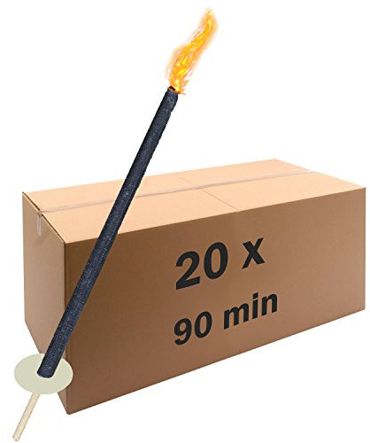 20 torce 90 minuti brucia torcia tempo torce cera panno 1.5h Pechfackel