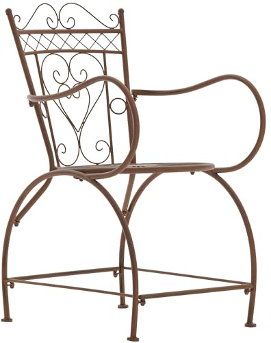 CLP Gartenstuhl Sheela im Landhausstil mit Metallgestell, bequemen Armlehnen, robust und wetterfestem Design Farbe antik braun