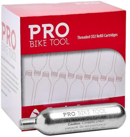 16g Threaded CO2 Cartridges - for All CO2 Bike Tire Inflators with Threaded Connection - Quick Air Refill for Bicycle Tires - Cartridge for CO2 Pump - Road or MTB Bikes.