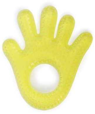 Beißring Hand T1204 gelb, Kühlbeißring als Zahnungshilfe massiert und lindert