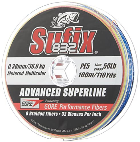 Sufix 832 Braid Multi, 300m 8-Fach Geflochtene Multi-Color Schnur, 5-farbig, Alle 10m, 0,24mm-0,38mm, 17,70kg-36,00kg (0,38mm - 36,00kg, 300)