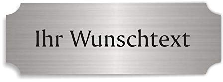 Dekolando Silberfarbenes Schild IHR WUNSCHTEXT - ca. 15 x 5 cm - selbstklebend wetterfest personalisiert