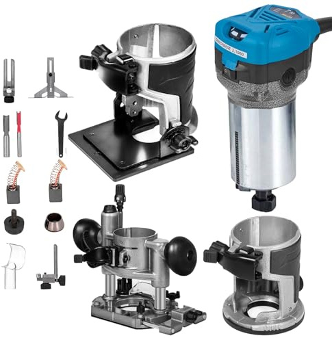 Mophorn Fresadora eléctrica 710 W 50 Hz Fresadoras Madera Enrutador Velocidad Variable de 30,000 RPM Fresadora de Madera Rebajadora Eléctrica Suave para Láminas de Plástico, Chapas de Madera