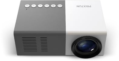 PRIXTON - Videoproiettore Portatile Cinema Mini - 900 Lumen - Full HD - LED - Connessione HDMI, USB, MicroSD, Aux in, AV in - Altoparlanti integrati - Telecomando incluso