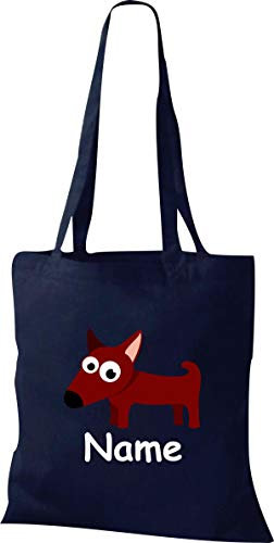 Shirtinstyle Stoffbeutel Tasche, Tiermotiv Hund Dog mit Wunschnamen, Natur Zoo Tiere Animal, Geschenk, Baumwolltasche, Logo, Spruch, Verwandschaft, Motiv, Farbe Rosa