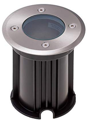 LED Bodeneinbaustrahler 7,5 Watt dimmbar warmweiß IP65 rund aus Edelstahl, flach und trittfest - GU10 230V als Bodenstrahler - Bodeneinbauleuchte Bodenleuchte Gartenstrahler