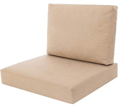 PillowPrim Set di cuscini per poltrona in rattan/vimini, schienale, per esterni, da giardino, in rattan, 60 x 55 x 40 cm, colore beige