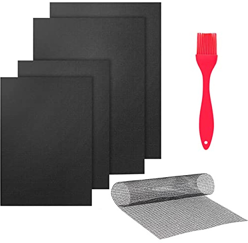 BBQ Grillmatten, 6er Set,100% Antihaft Backmatte Wiederverwendbar, hitzebeständig, antihaftbeschichtet, spülmaschinenfest (Grillmatten 6 Stück)