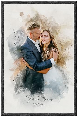 Dein Foto als Aquarell/personalisiertes Portrait/einzigartiges Geschenk/Familie, Partner oder Haustier/als Poster, gerahmtes Bild oder Leinwand (Leinwand, 20x30 cm)