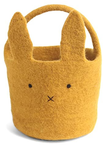 Én Gry & Sif Osterkorb Häschen I Osternest zum Befüllen oder als Osterdeko, hand-made, Osterkörbchen aus Filz, Gelb Kinderkorb
